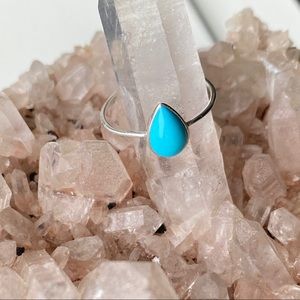 Delicate Sleeping Beauty Turquoise Ring Set in Sterling Silver sz 8.5